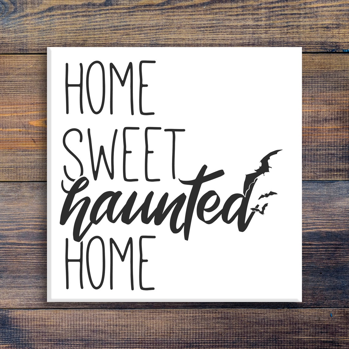 Home Sweet Haunted Home with Bats Halloween Entryway Sign Poster - Image 3