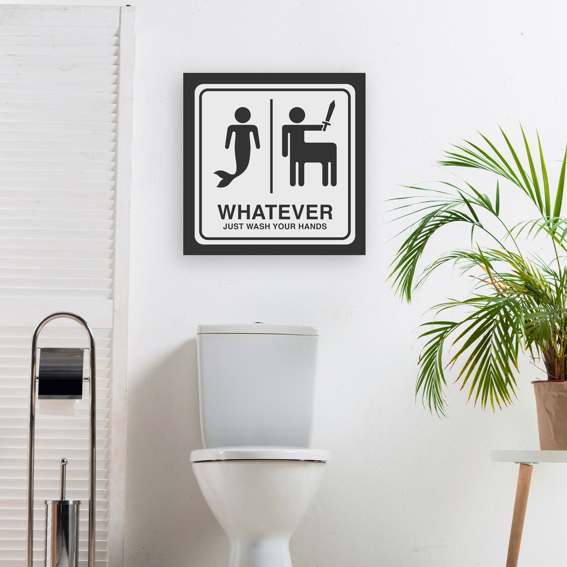 Whatever Just Wash Your Hands Funny Bathroom Farmhouse Decor Framed Wall Hangings Bathroom Restroom Decor - Image 3