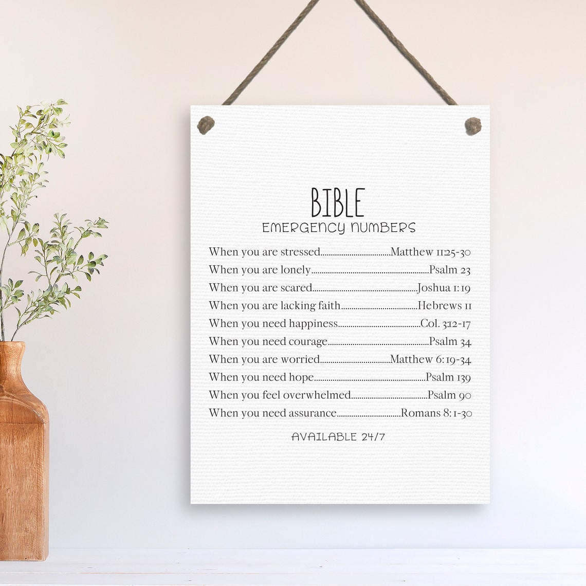 Bible Emergency Numbers Christian Scripture Verses Faith Wall Poster - Image 2