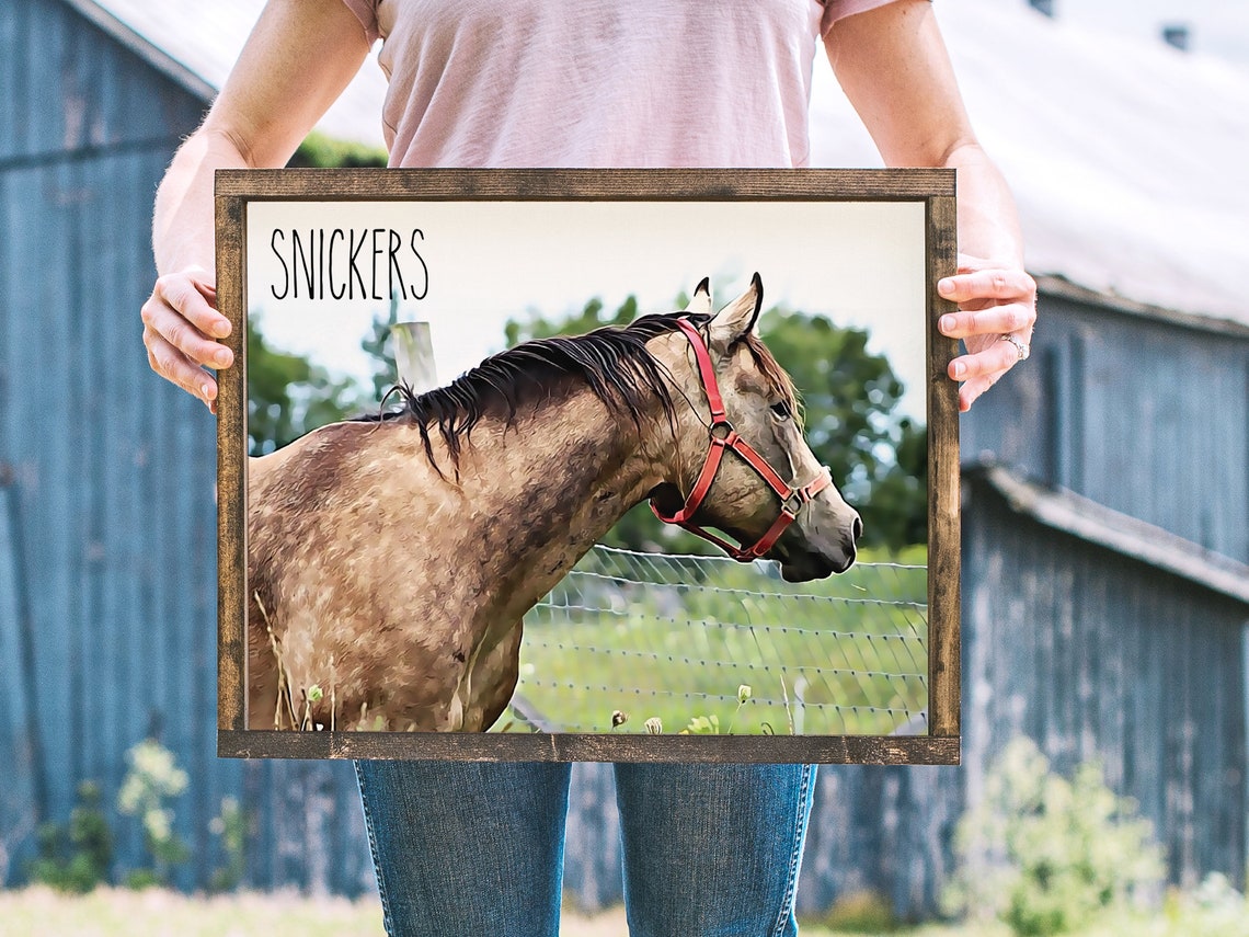 Custom Oil Effect Horse Portrait Personalized Pet Name Print