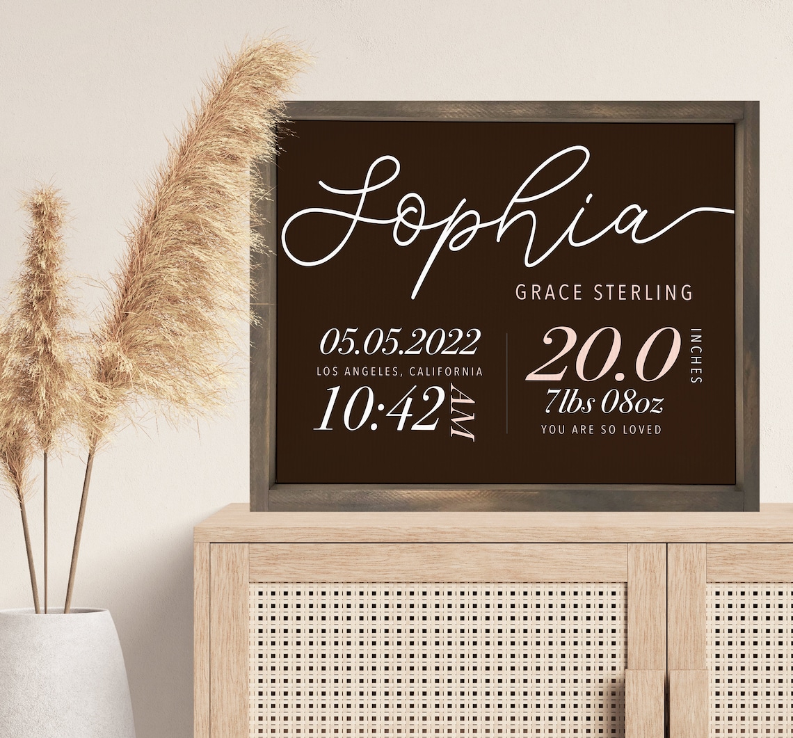 Birth Stats Custom Nursery Art Print, Baby Name Date