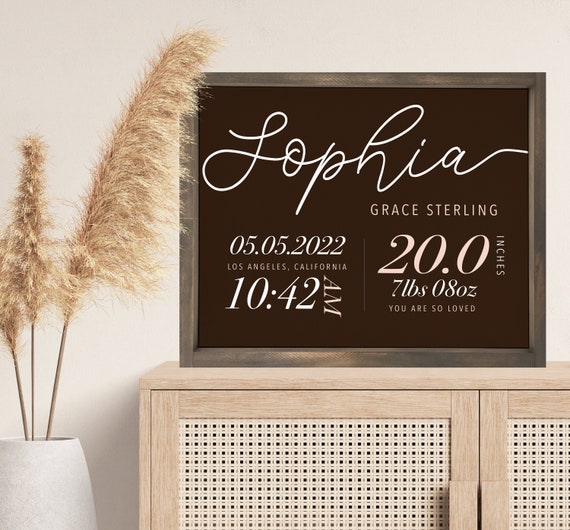 Birth Stats Custom Nursery Art Print, Baby Name Date