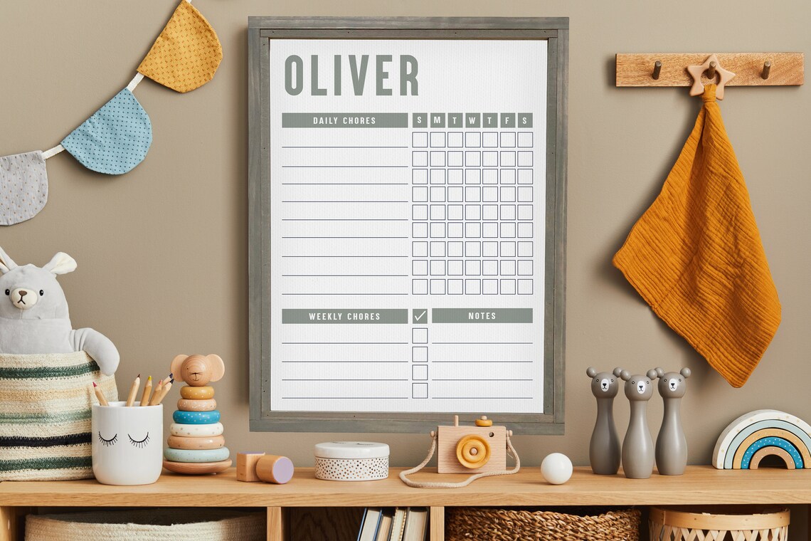 Kids Weekly Chore Chart, Custom Dry Erase Board - Image 3