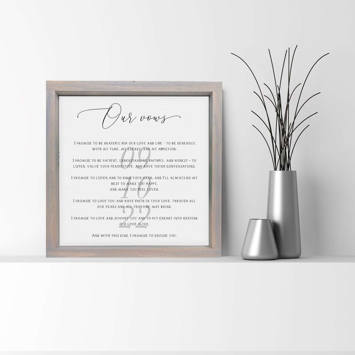 Our Vows Wedding Vows Script Keepsake Print for Couples Wall Decor