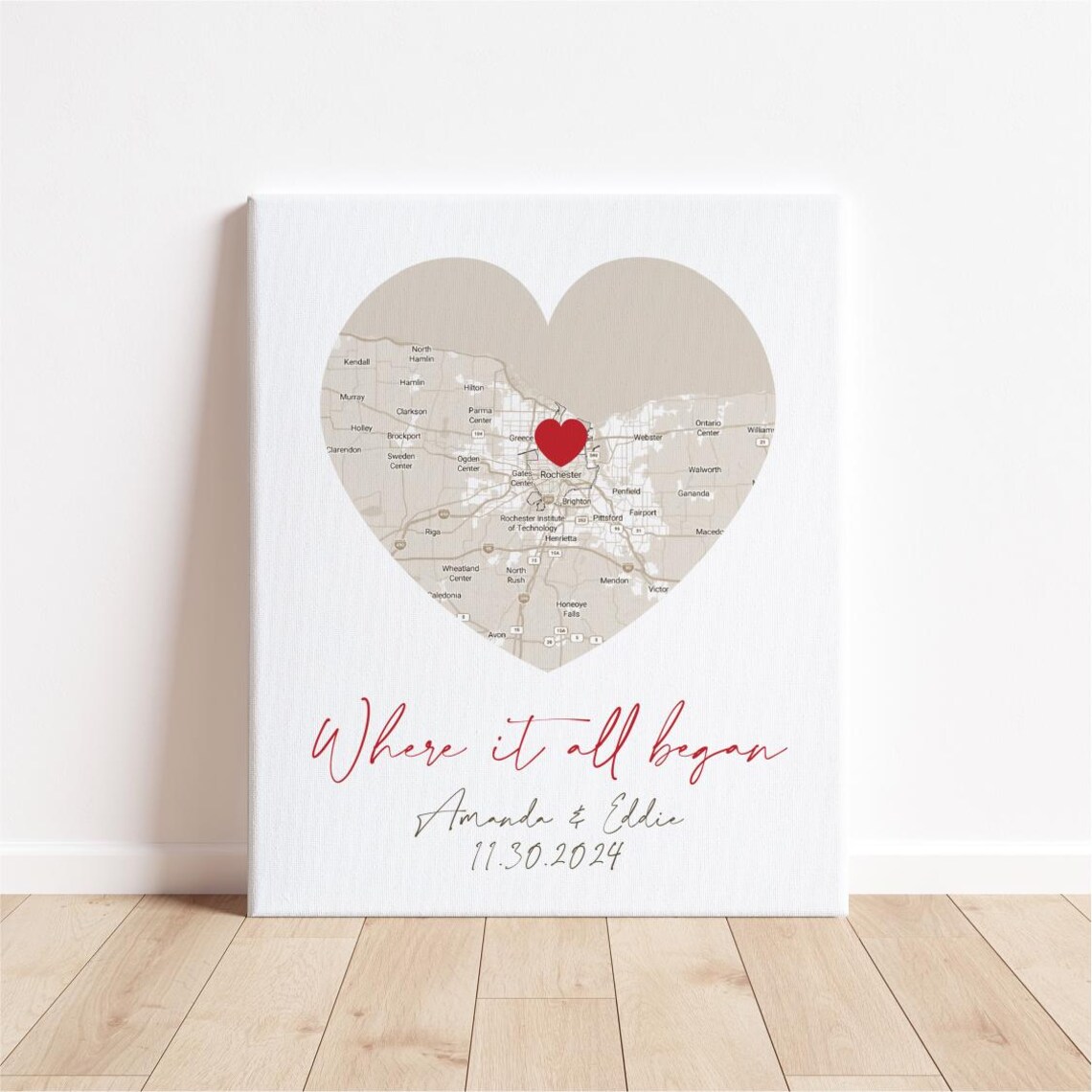 Custom Sepia Map, Anniversary Wedding Gift - Image 3