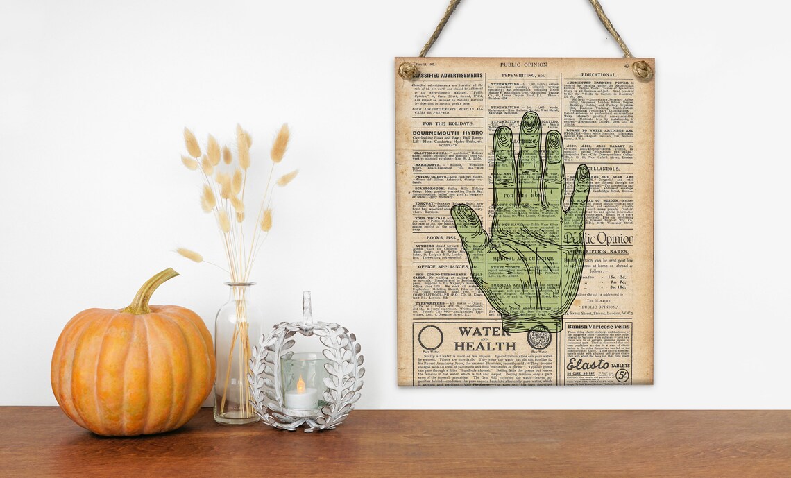 Zombie Hand on Vintage Newspaper Halloween Spooky Creepy Poster - Image 2