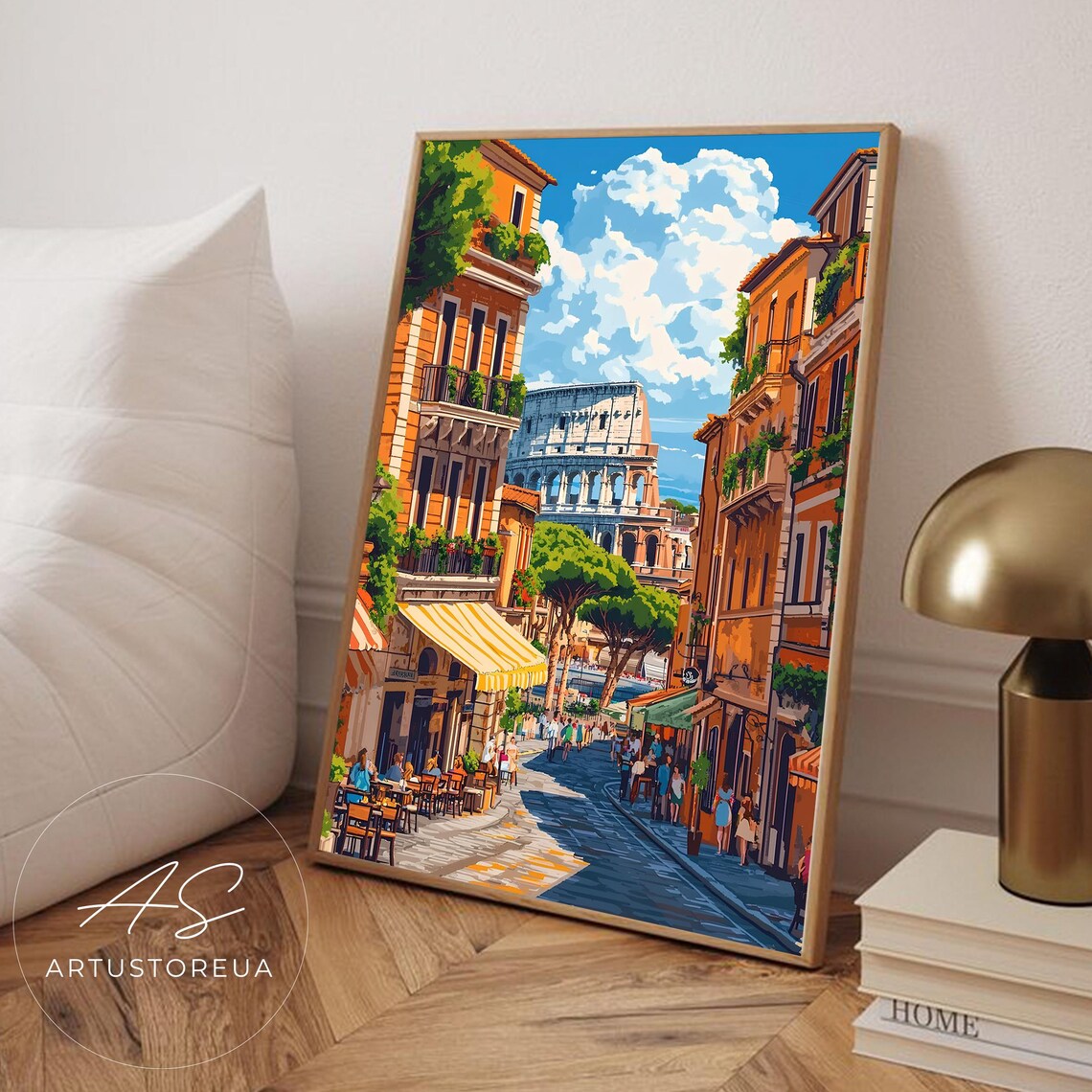 Rome Landmark Travel Poster, Italy Street View