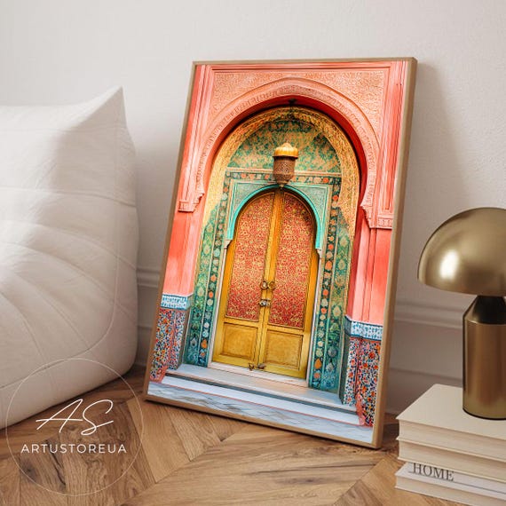 Morocco Print Moroccan Doorway Marrakech Door Art Architecture Wall Colorful Oriental Decor Exotic Travel