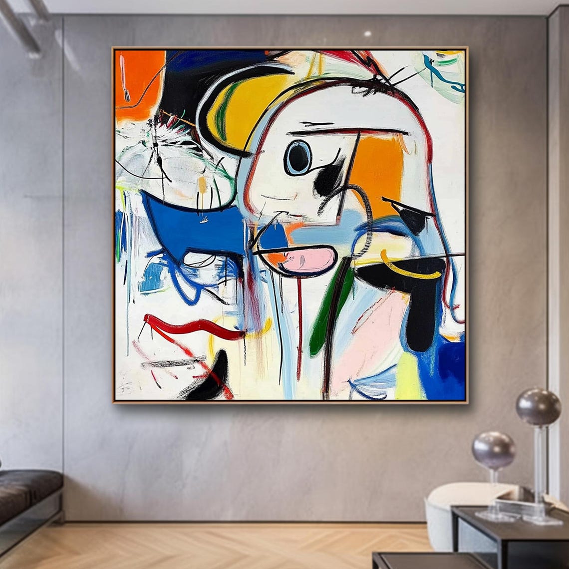 Abstract Face Portrait Colorful Expressive Graffiti Style Art Poster - Image 3