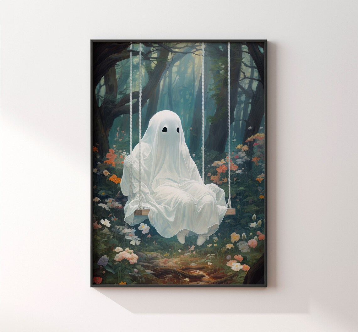 Ghost On The Swing, Spooky Dark Academia Art Print - Image 2