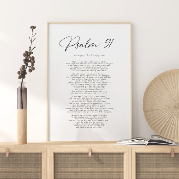 Psalm 91 Scripture Print, Christian Home Decor
