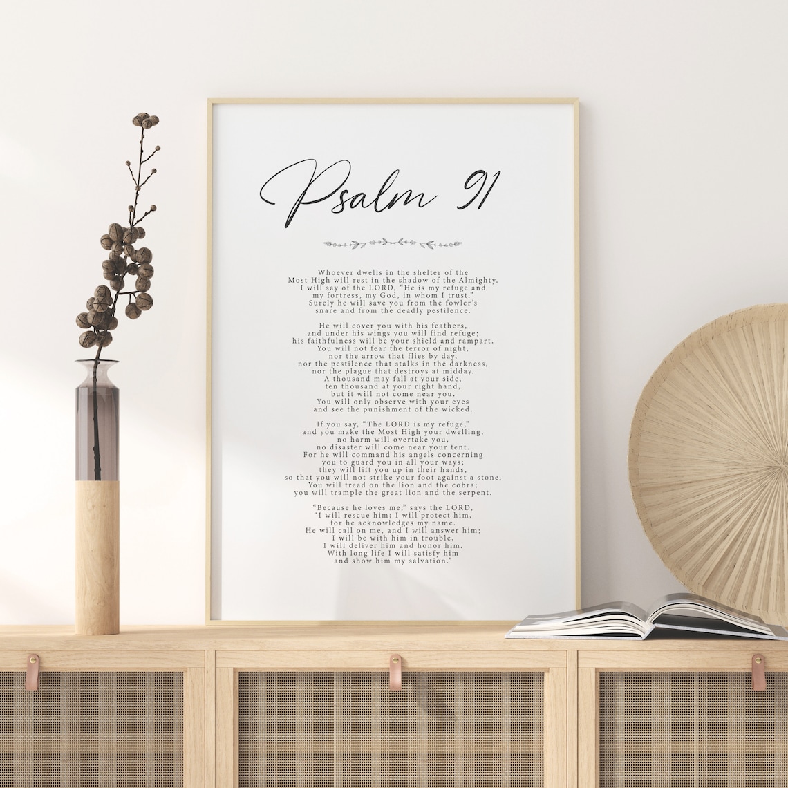 Psalm 91 Scripture Print, Christian Home Decor