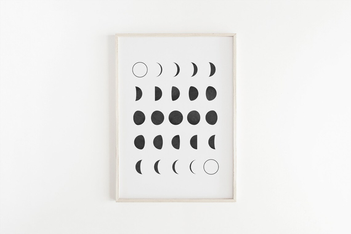 Moon Phases Print, Scandinavian Boho Wall Art - Image 2