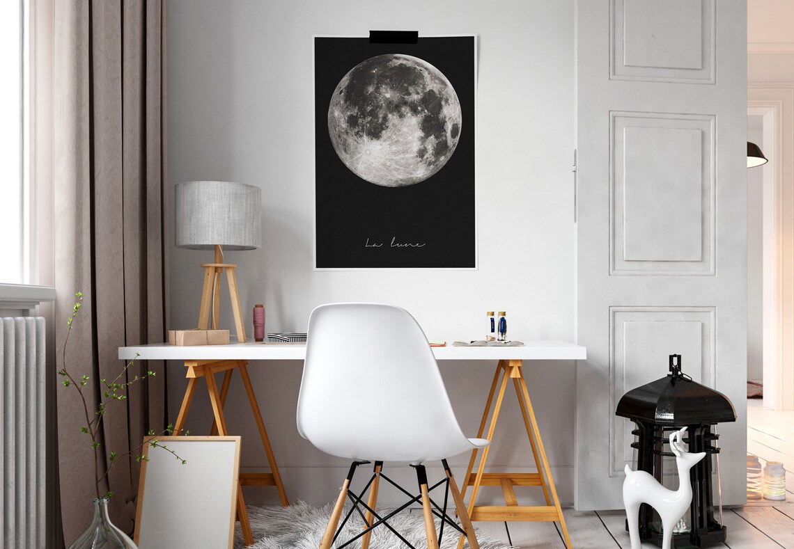 Moon Poster, La Lune Full Moon Art Print - Image 3