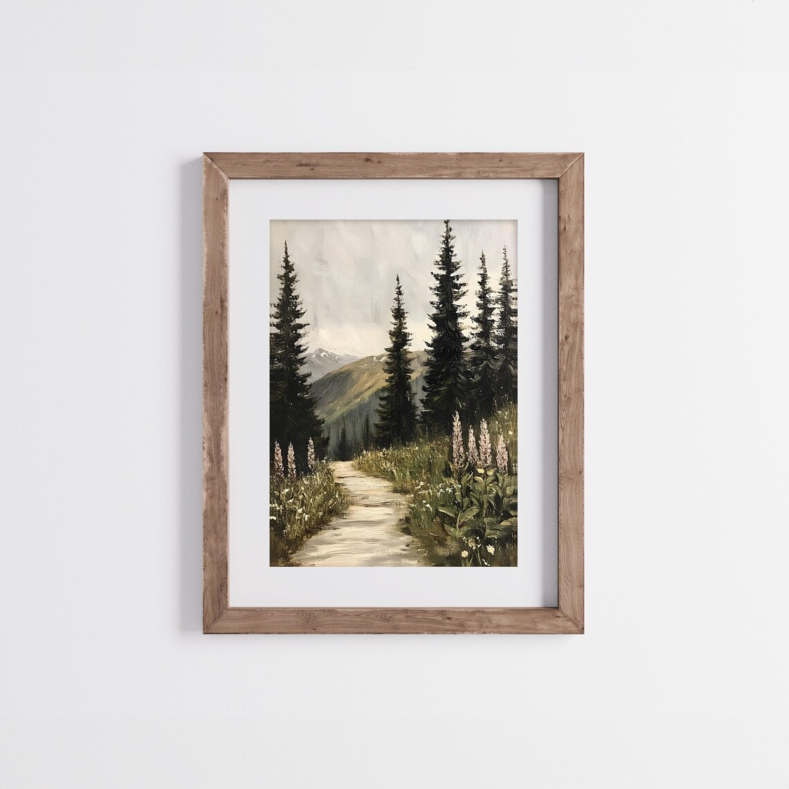 Vintage Mountain Trail Landscape, Rustic Forest Path - Image 3