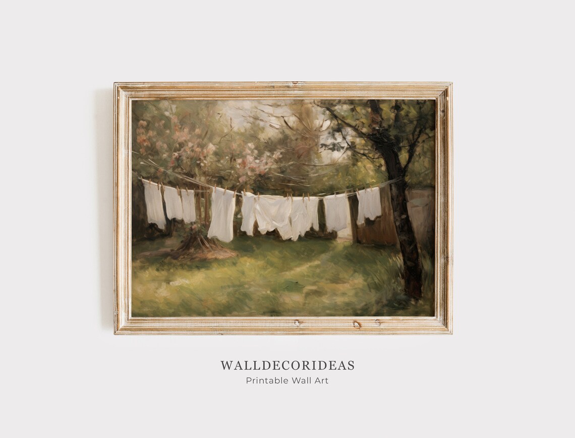 Antique Oil Painting Laundry Room Wall Art Print