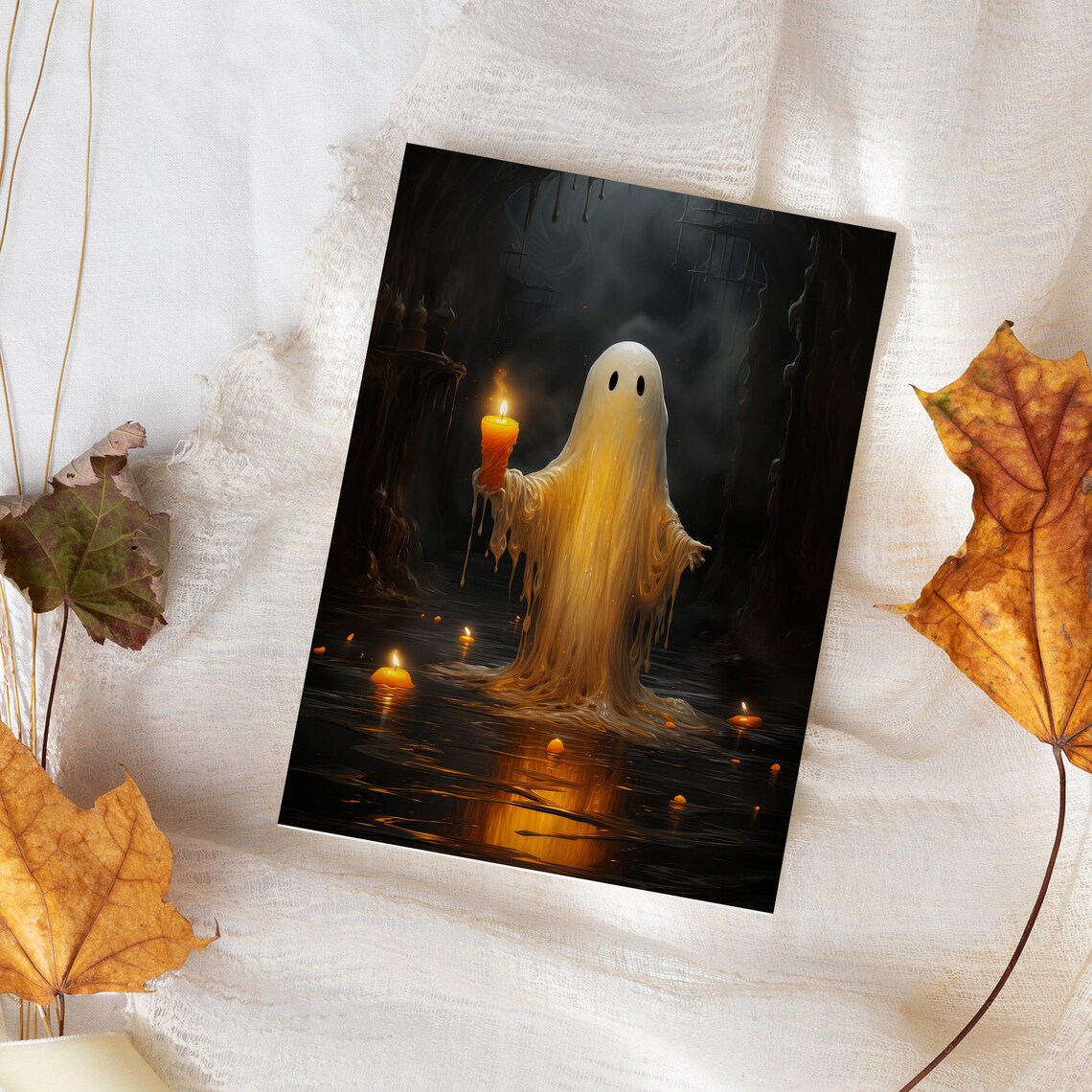 Ghost Holding A Candle In Dark Water Spooky Halloween Poster - Image 4