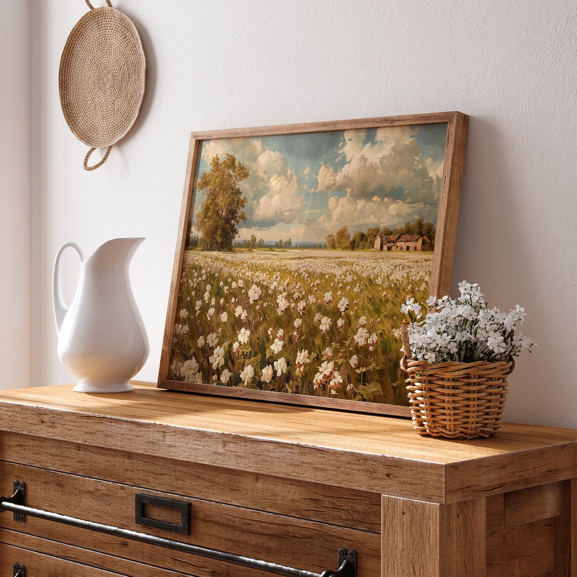 Cotton Field Landscape, Vintage Farmhouse Art Print - Image 4