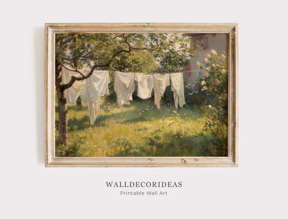 Laundry Room Art Laundry Wall Art Laundry Print Laundry Room Decor Farmhouse Decor Country Wall Art Landscape Oil Painting
