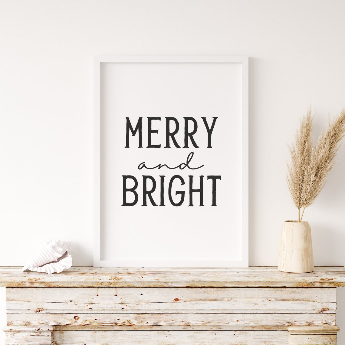Merry and Bright Bold Block Typography Vintage Sign Style Poster - Image 3