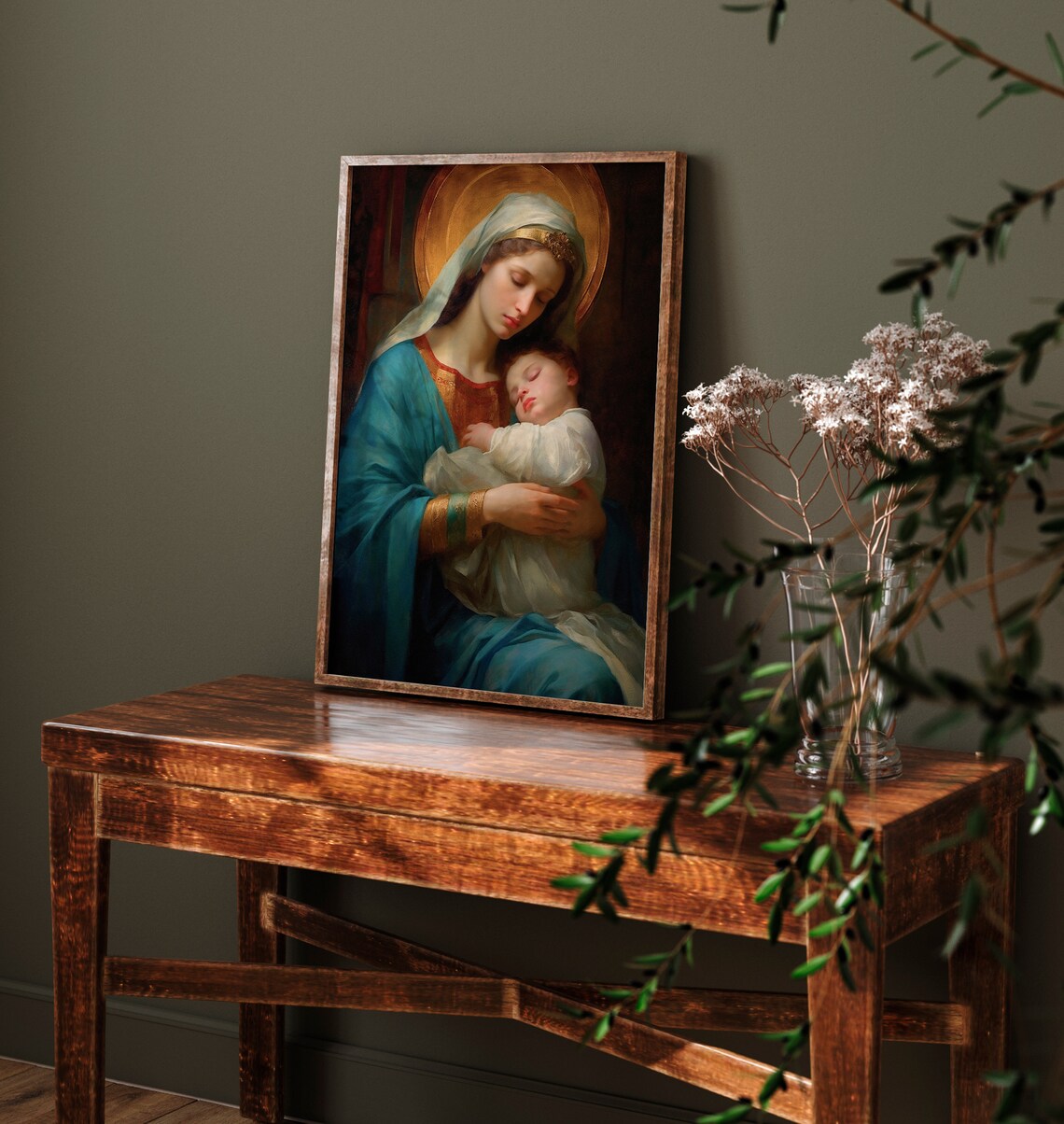 Virgin Mary and Jesus Art Print, Catholic Art - Image 3