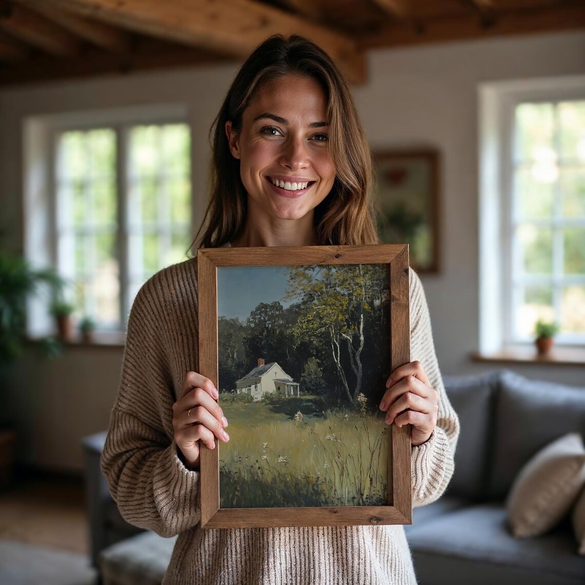Vintage Countryside Landscape, Rustic Farmhouse - Image 5