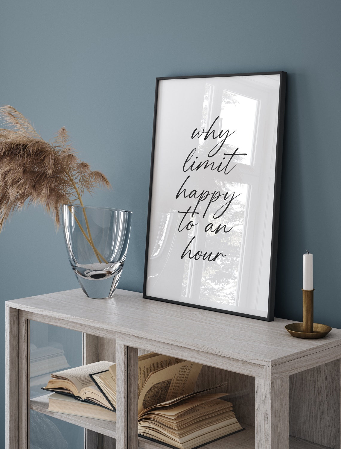 Why Limit Happy to an Hour Script Bar Sign Funny Cocktail Quote Poster - Image 2