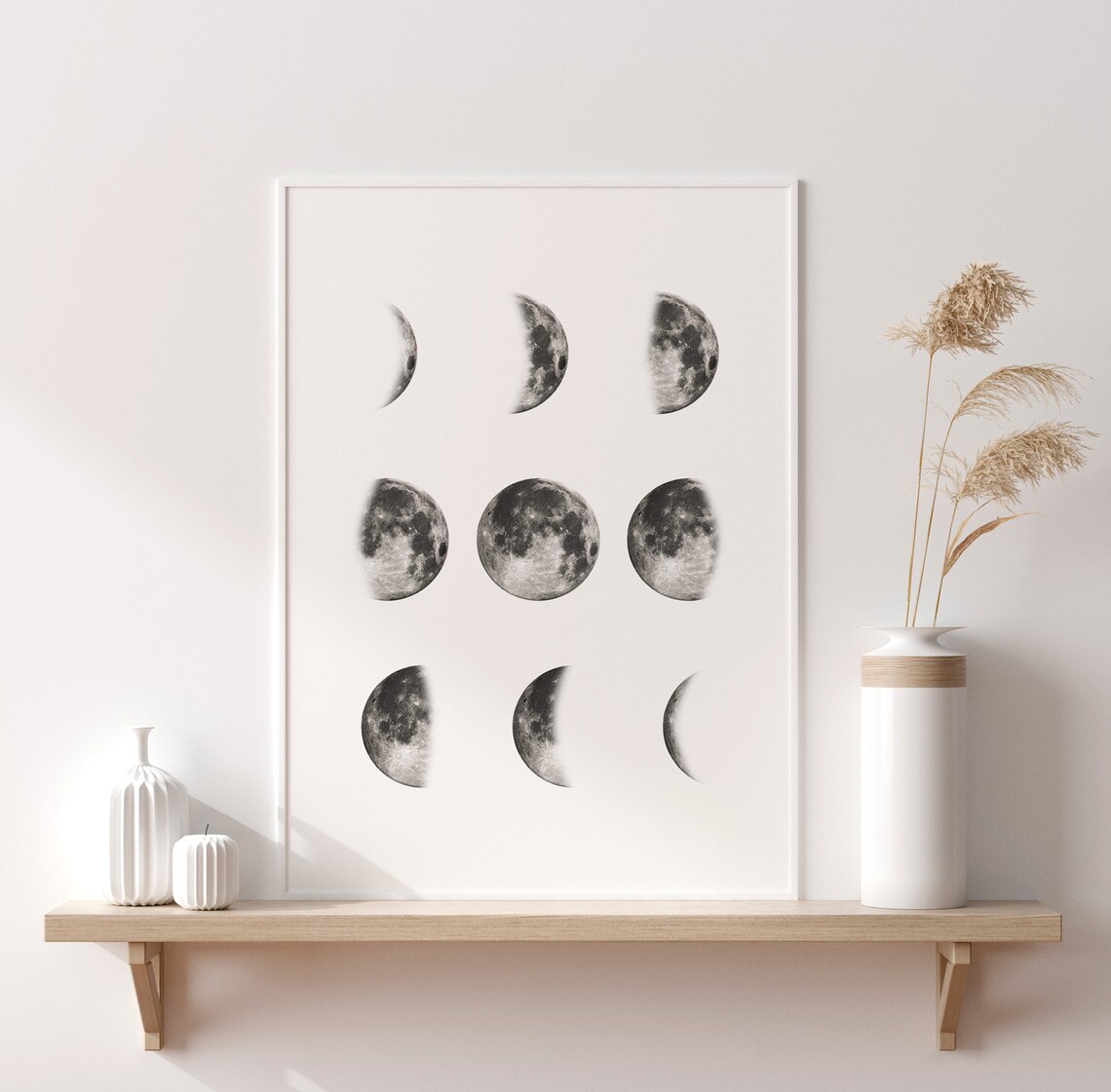 Moon Phases Minimal Wall Art Poster, Lune