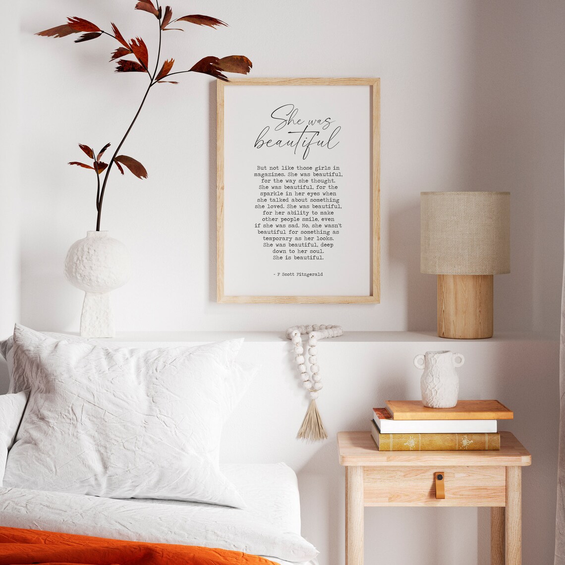 F. Scott Fitzgerald Quote She Was Beautiful Print - Image 4