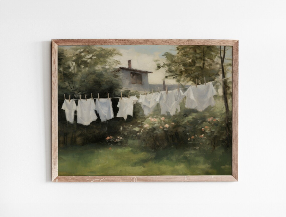 Laundry Room Vintage Farmhouse Oil Painting Art Print - Image 3