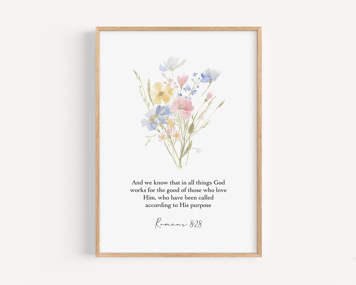 Romans 8:28 Bible Verse Art Print, Christian Decor - Image 4