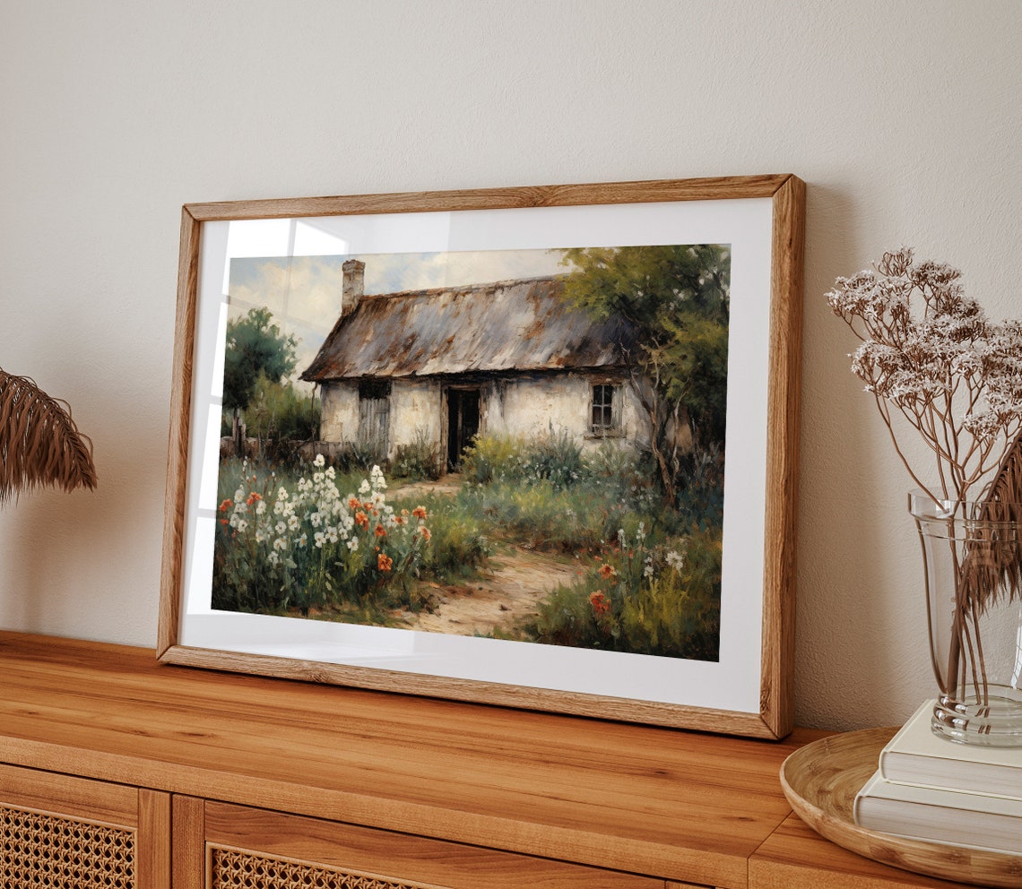 Rustic Charming Cottage Garden With Wildflowers Painting Poster - Image 2