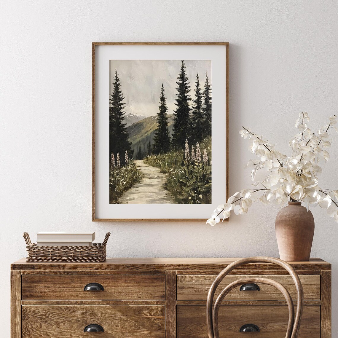 Vintage Mountain Trail Landscape, Rustic Forest Path - Image 7