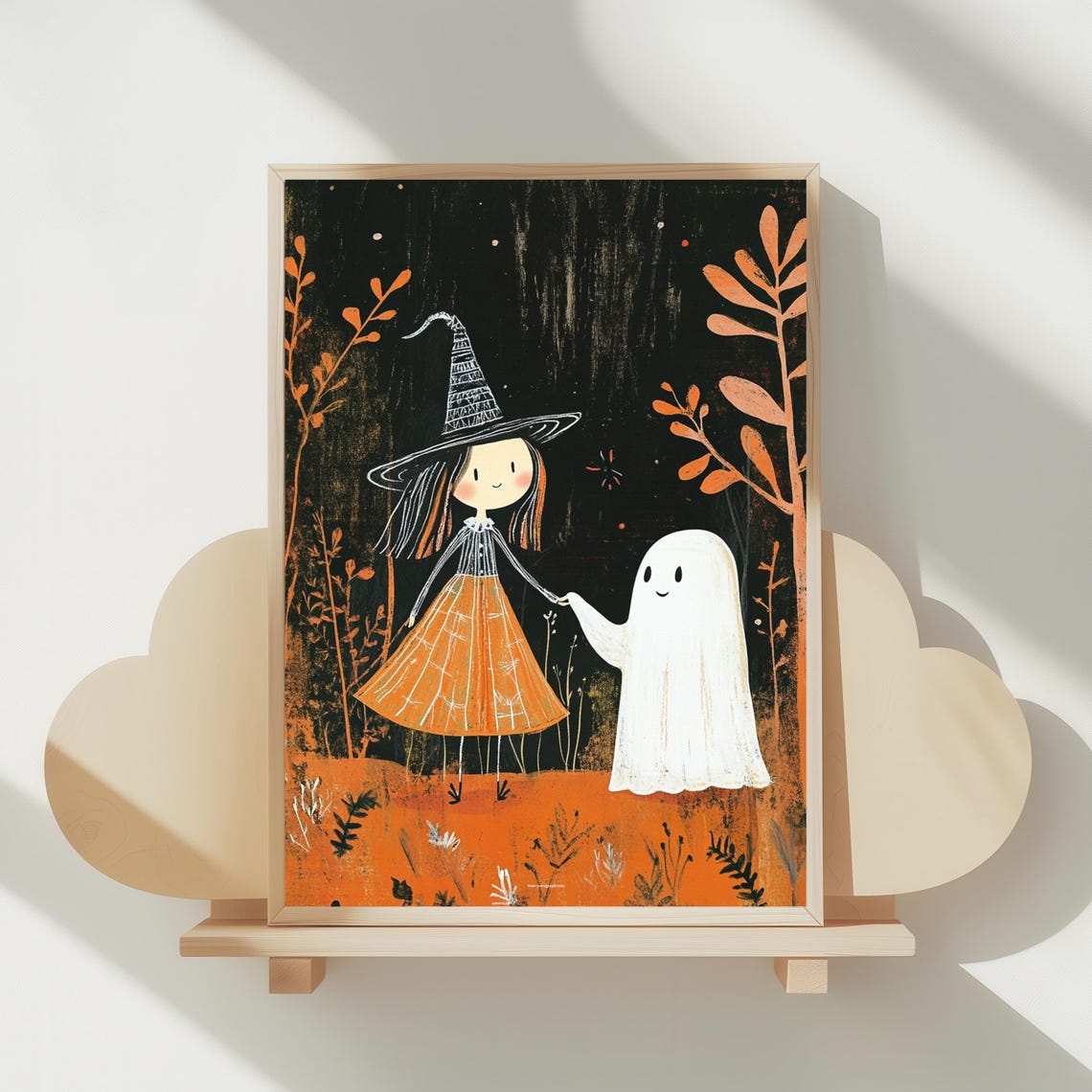 Whimsical Witch And Print Halloween Kids Room Decor