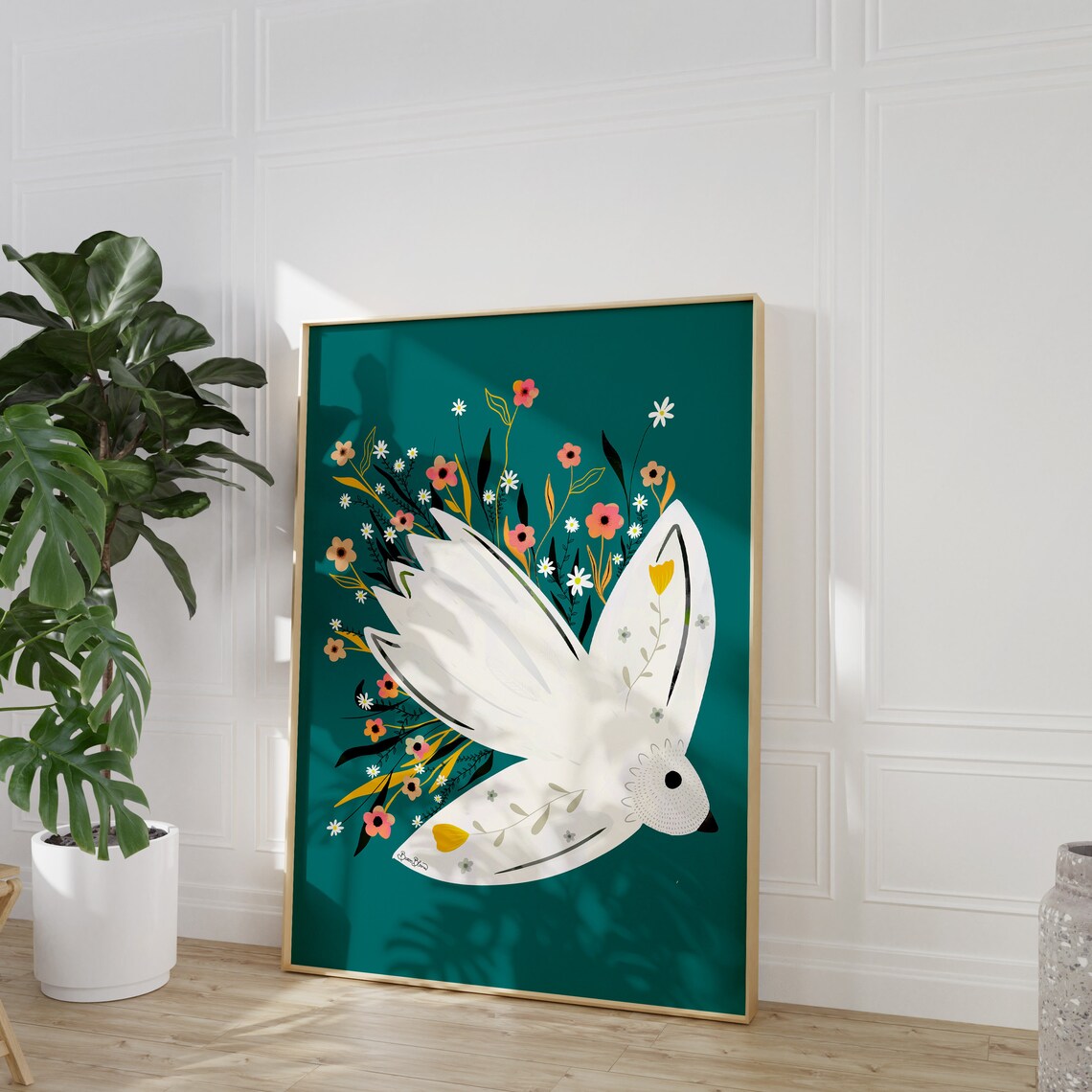 Bird Floral Illustration, Bold Maximalist Art Print - Image 8