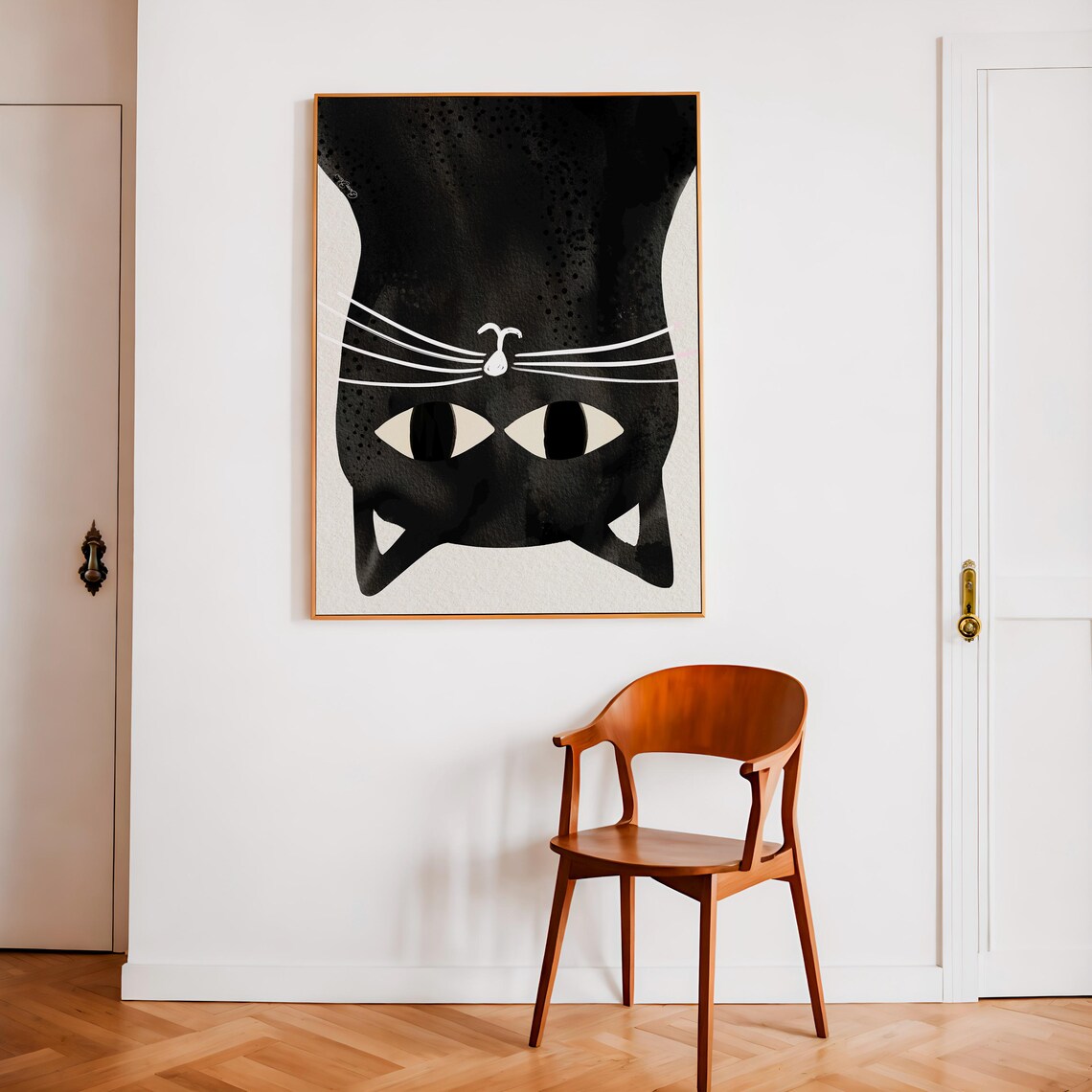 Black Cat Watercolor Wall Art, Abstract Cat Print - Image 3