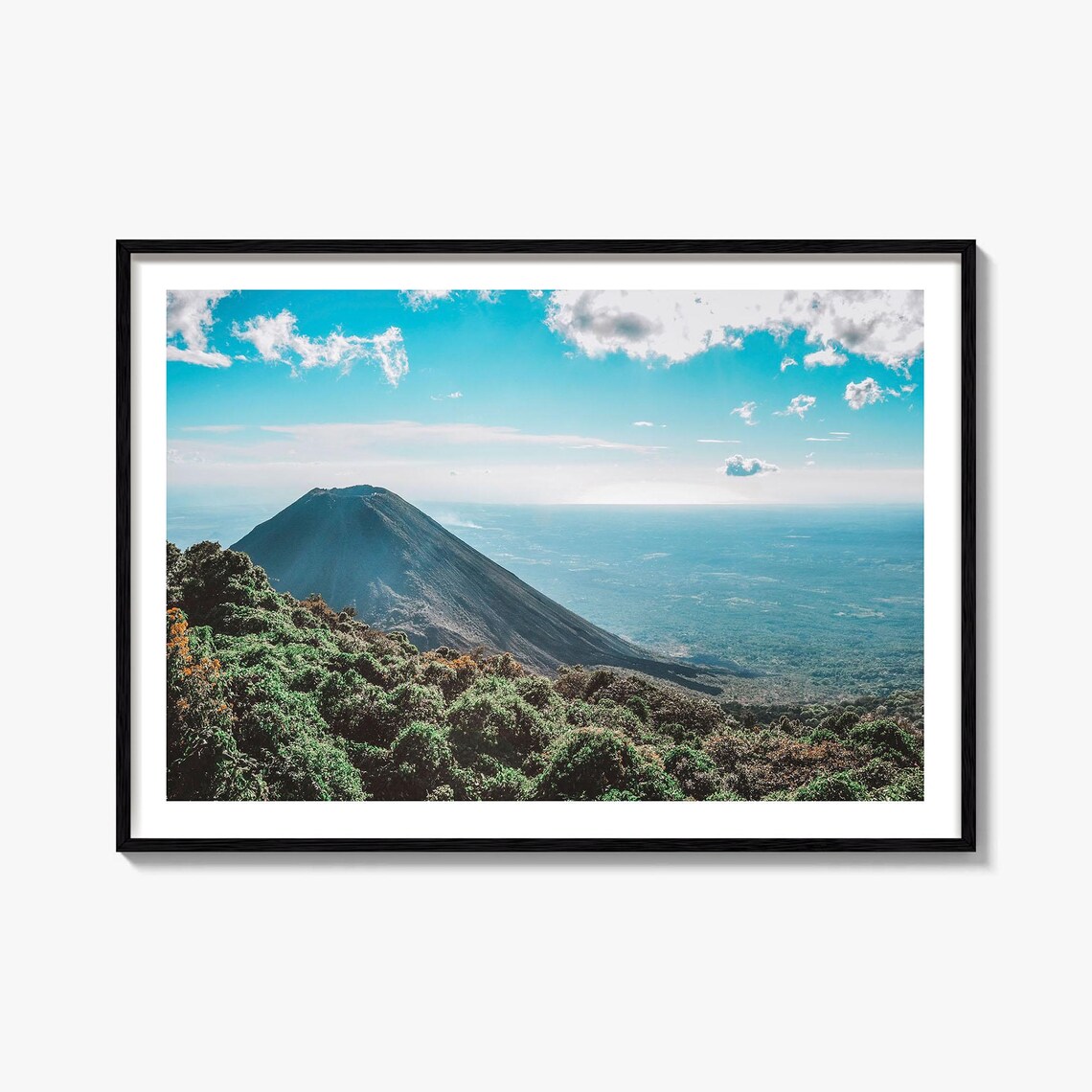 El Salvador Volcano Crater Aerial Peak Green Valley Vista Poster