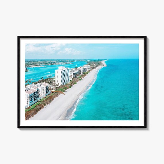 Jupiter Florida Barrier Island Beach Condos Aerial Turquoise Photo Poster