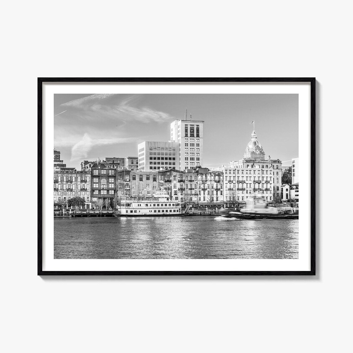 Savannah Black And White Travel Map Art Print