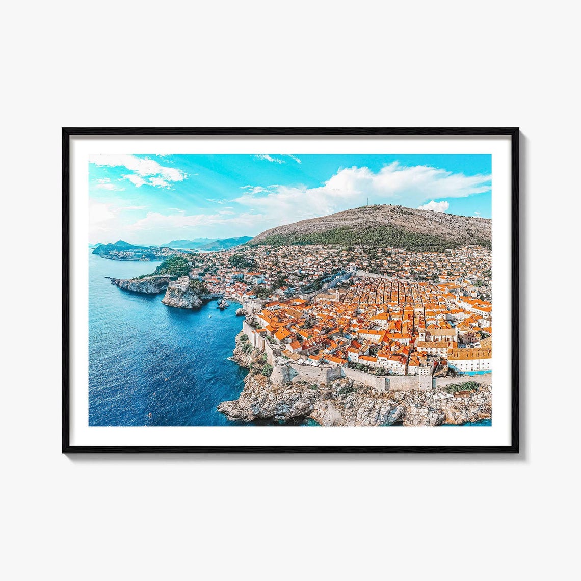 Dubrovnik Croatia Old Town Aerial Adriatic Coastline Photo Poster