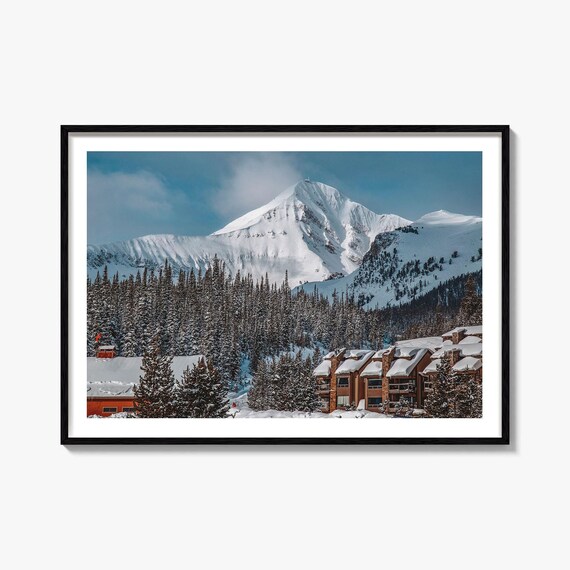 Big Sky Snow Capped Peak And Mountain Ski Lodge Photo Poster
