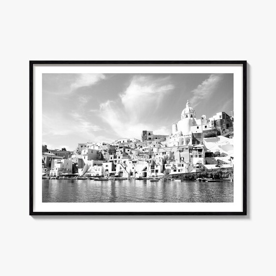 Naples Italy Island Waterfront Whitewashed Town Photo Poster