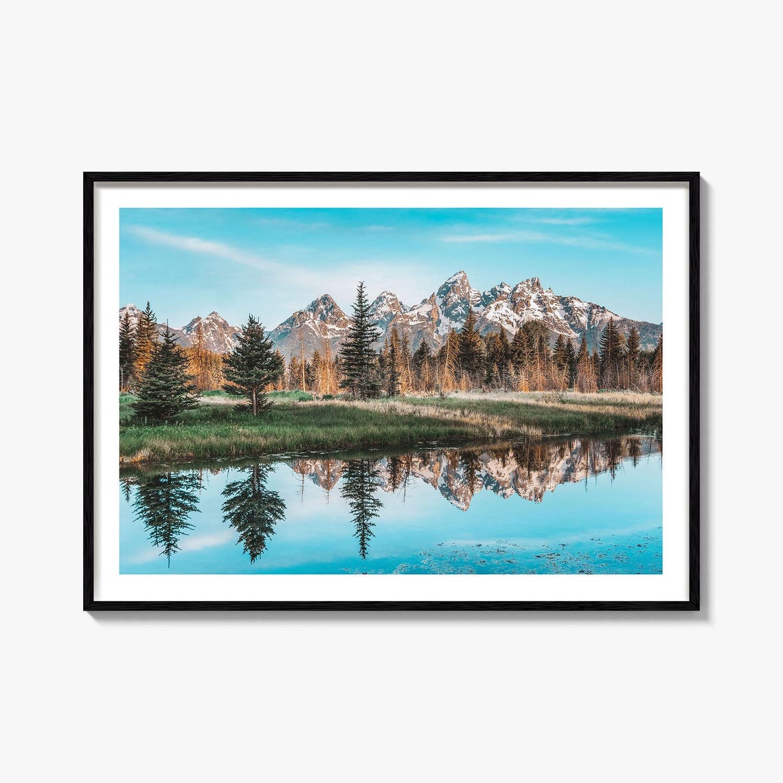 Grand Teton National Park Mountain Lake Reflection Landscape Poster