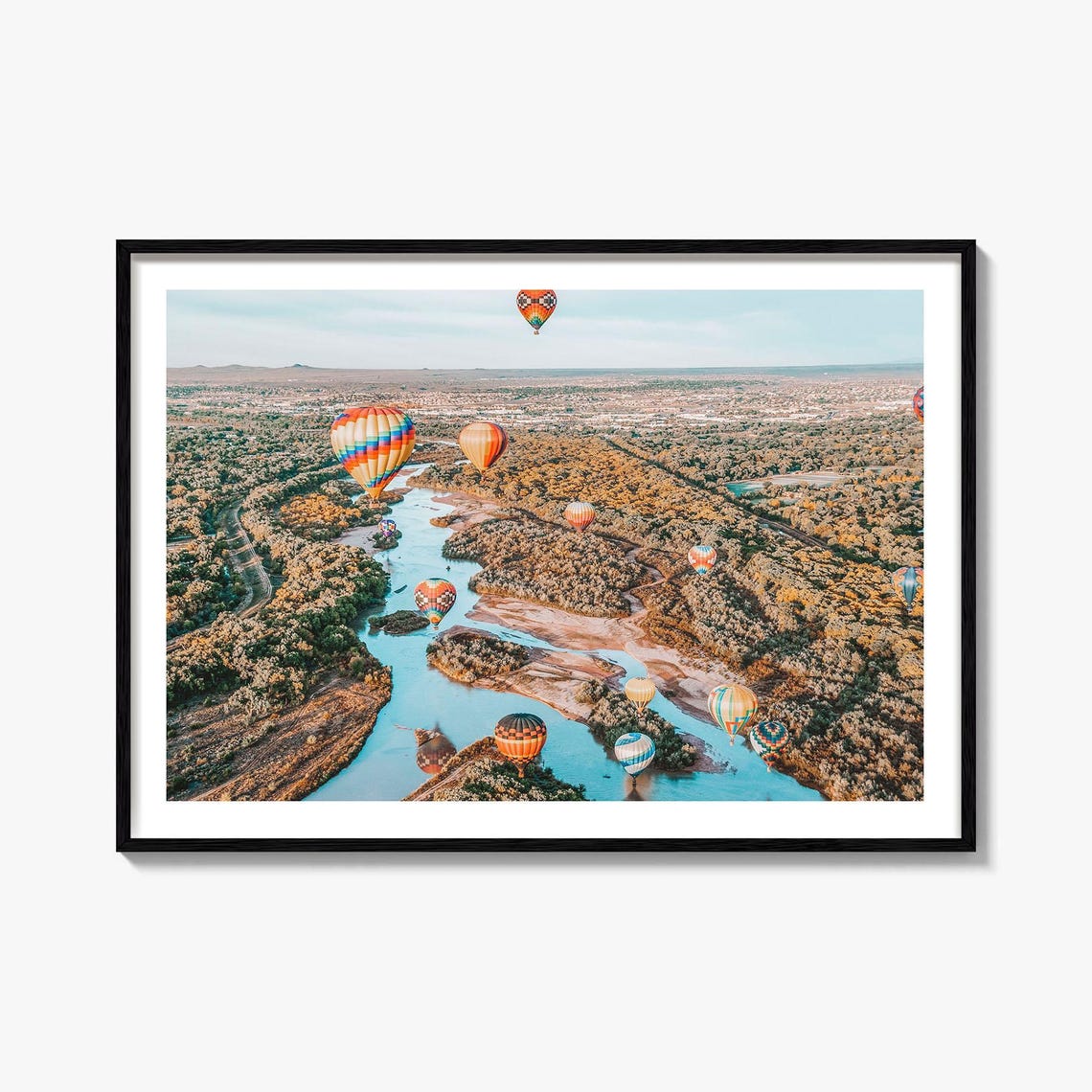 New Mexico Hot Air Balloons Desert River Balloon Fiesta Photo Poster