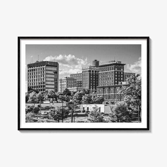 Greenville Black And White Downtown Historic Buildings Poster