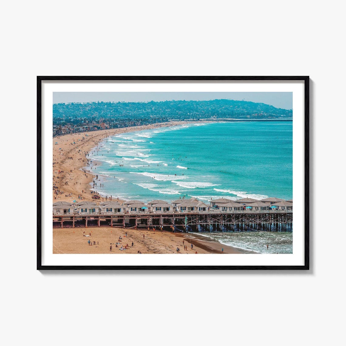 San Diego Pacific Beach Crystal Pier Aerial Surf Cottages Poster
