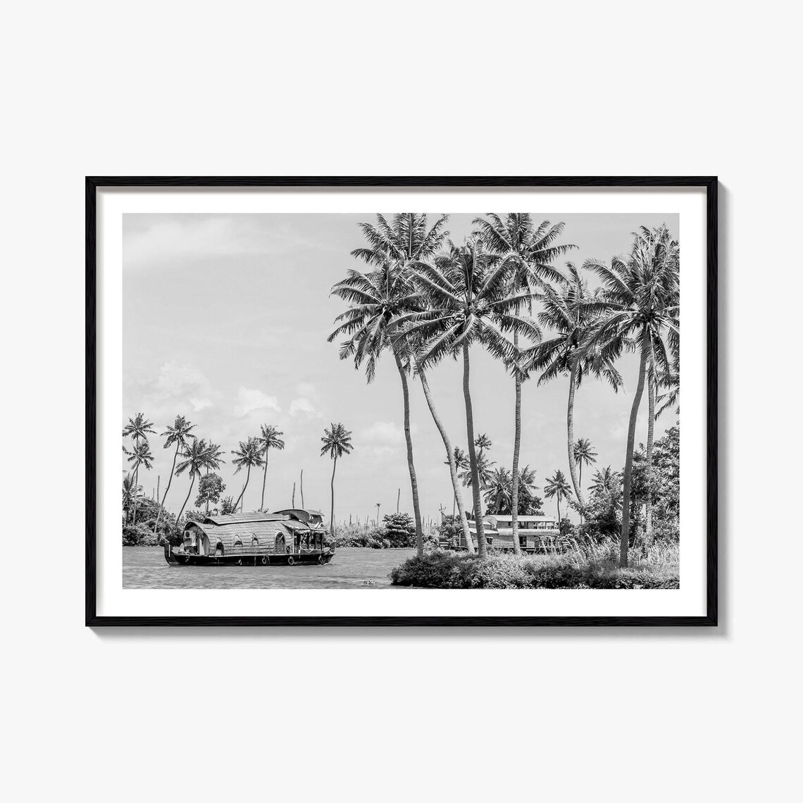 Kerala Black and White Travel Map Poster