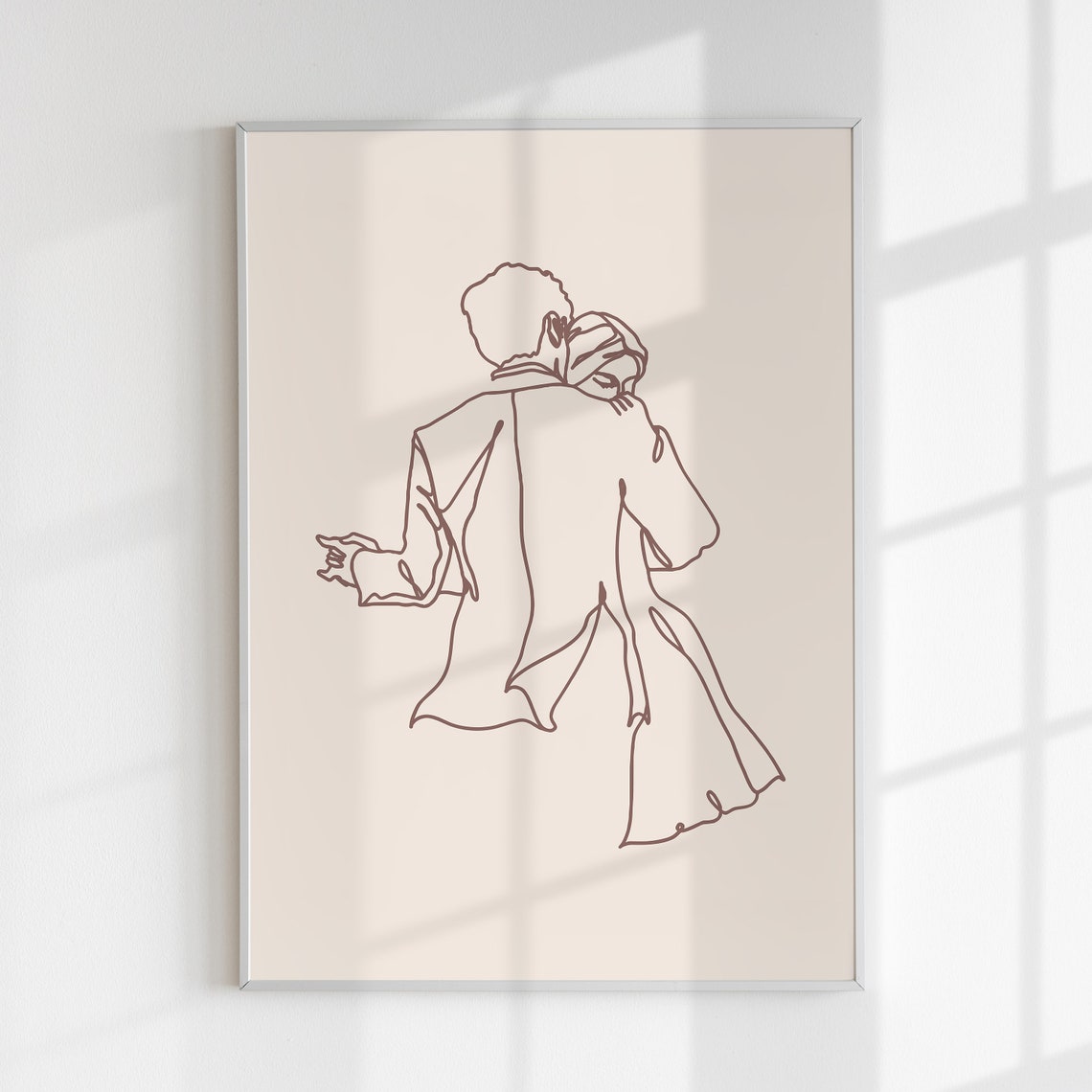 Dancing Couple Kissing Romantic Boho Minimalist Line Art Wall Print - Image 2
