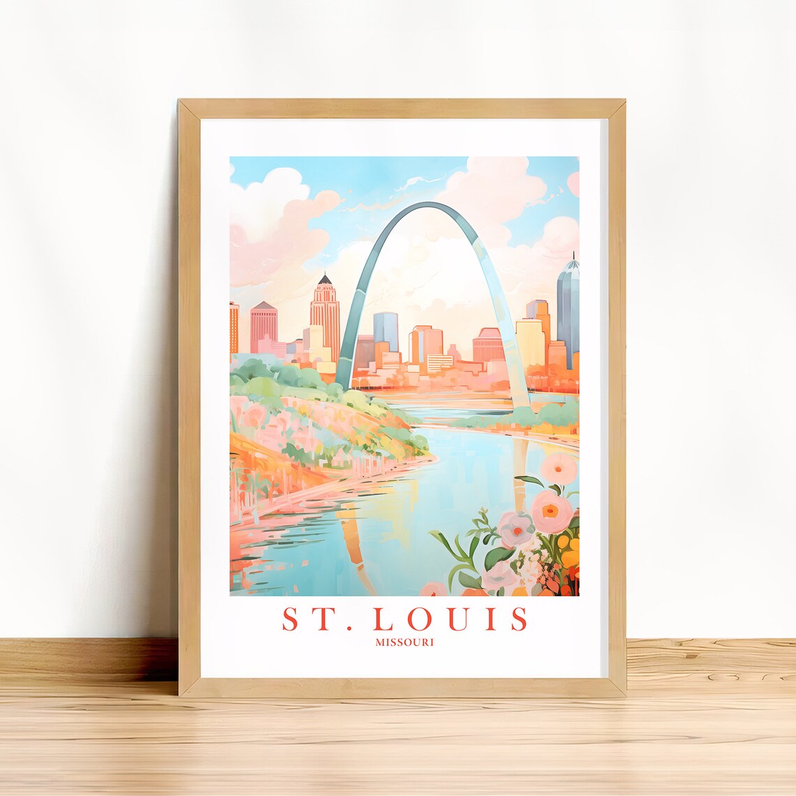 St Louis Retro Travel Poster, Missouri Landscape Print