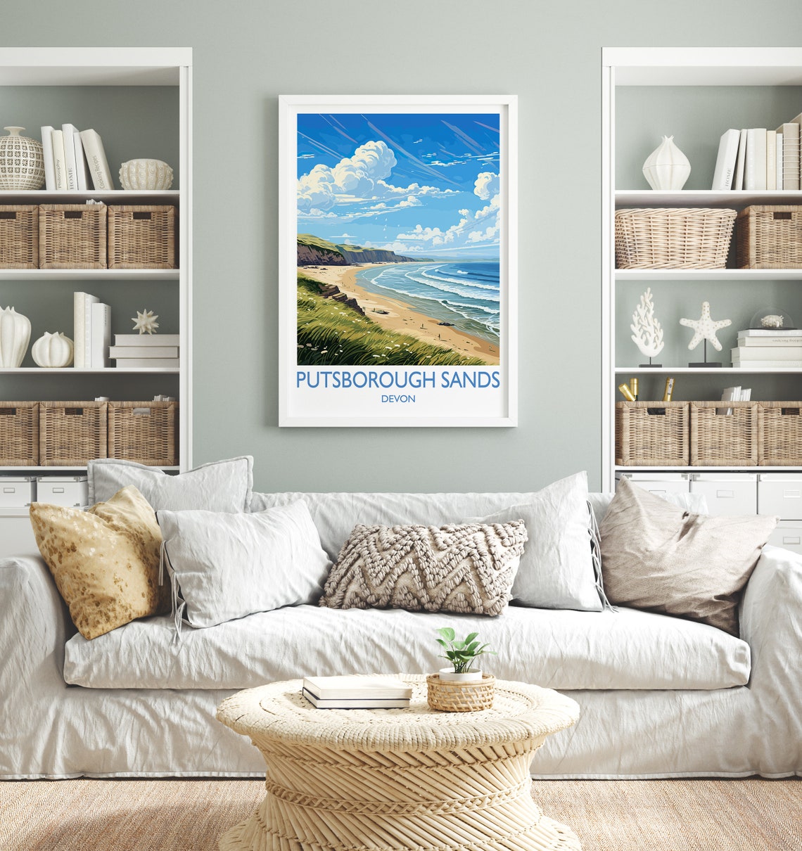 Putsborough Sands Devon Golden Beach Rolling Waves Travel Wall Art - Image 4